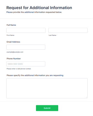 Request For Additional Information Form Template