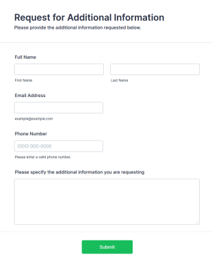 Request For Additional Information Form Template