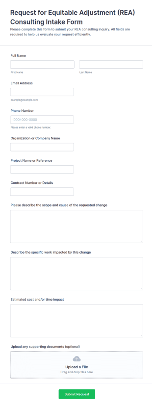 Request For Equitable Adjustment (REA) Consulting Intake Form Template