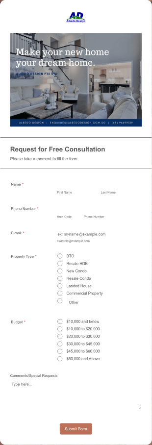 Request For Free Consultation Form Template