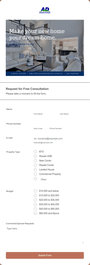 Request For Free Consultation Form Template