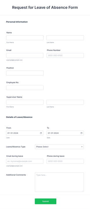 Request For Leave Of Absence Form Template