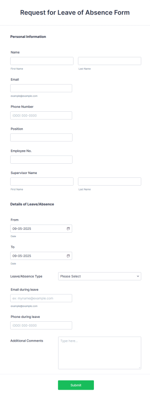 Request For Leave Of Absence Form Template