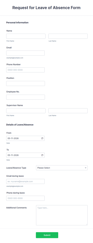 Request For Leave Of Absence Form Template