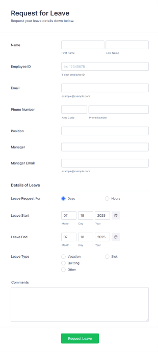 Leave Request Form Template