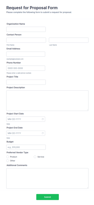Request For Proposal Form Template