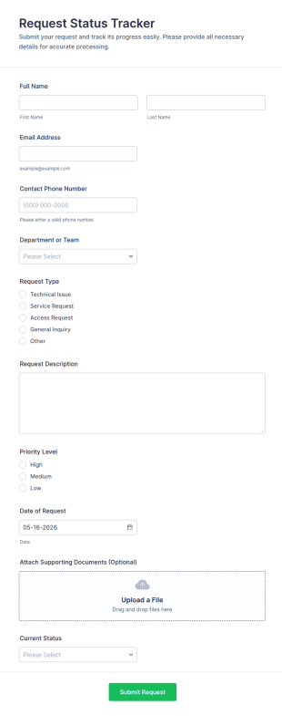 Request Status Tracker Form Template