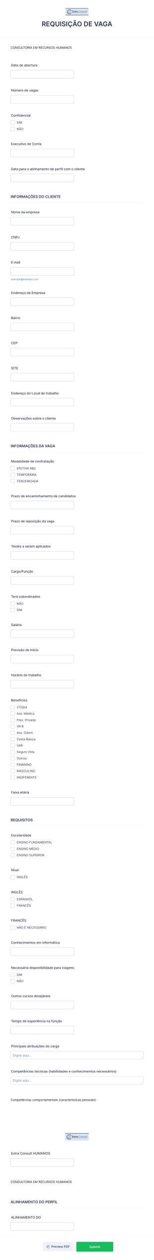 Requisição De Vaga Form Template