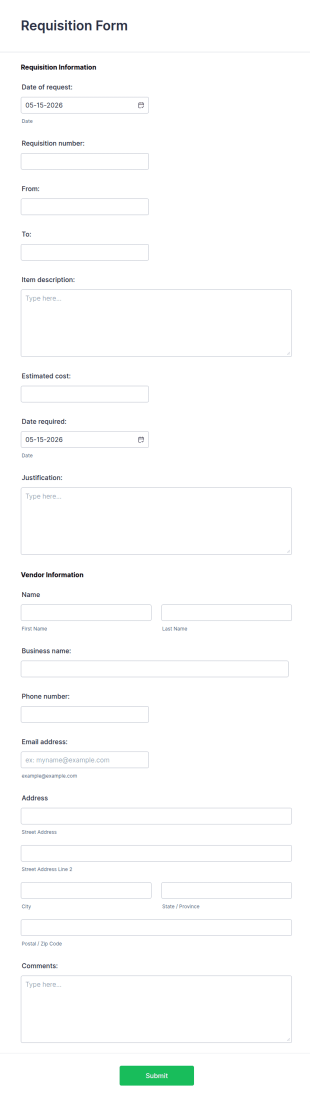 Requisition Form Template