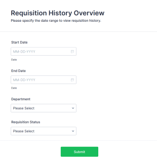 Requisition History Overview Form Template