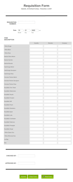 Warehouse Stock Requisition Form Template