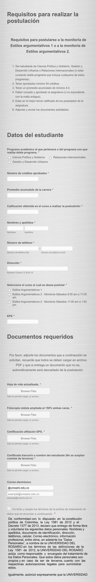 Requisitos De Postulación A Cursos Universitarios Form Template