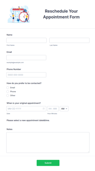 Reschedule Your Appointment Form Template