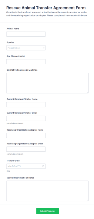 Rescue Animal Transfer Agreement Form Template