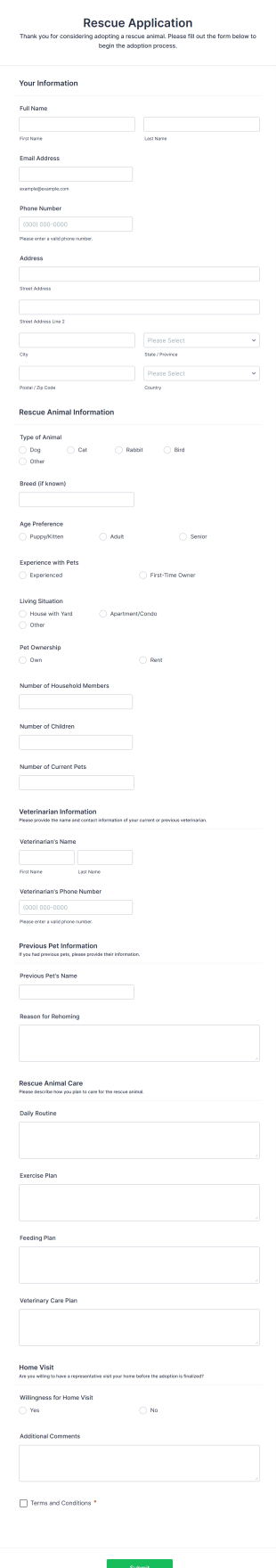 Rescue Application Form Template