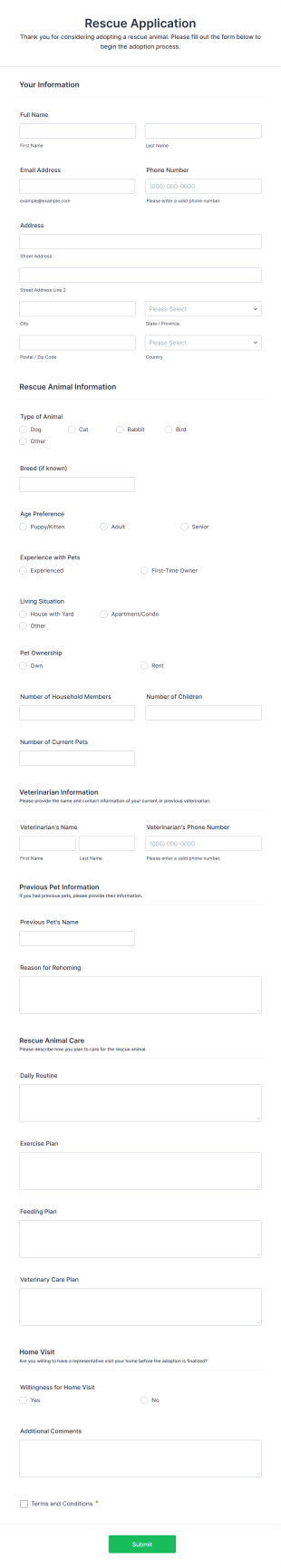 Rescue Application Form Template