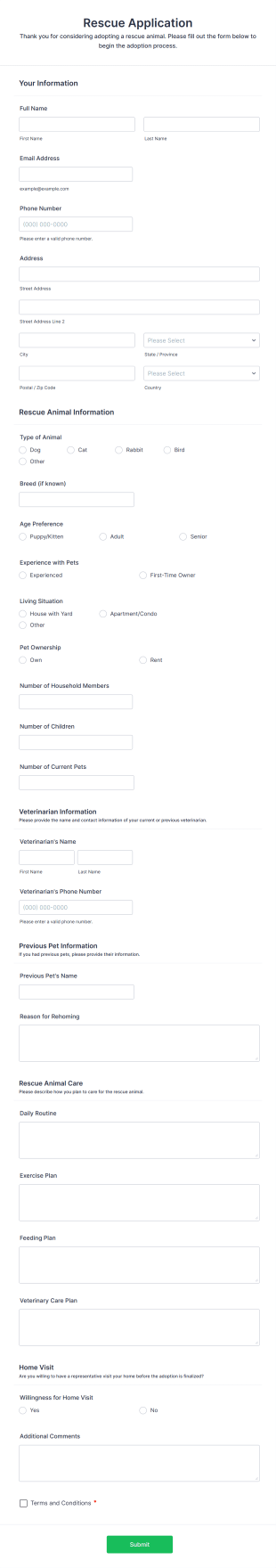 Rescue Application Form Template