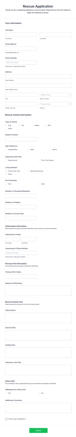 Rescue Application Form Template