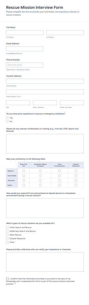 Rescue Mission Interview Form Template