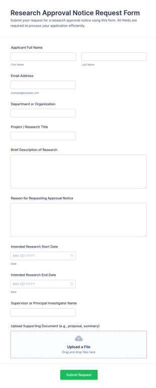 Research Approval Notice Request Form Template