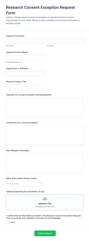 Research Consent Exception Request Form Template