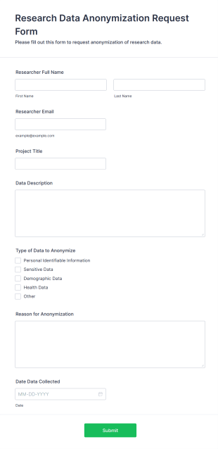 Research Data Anonymization Request Form Template