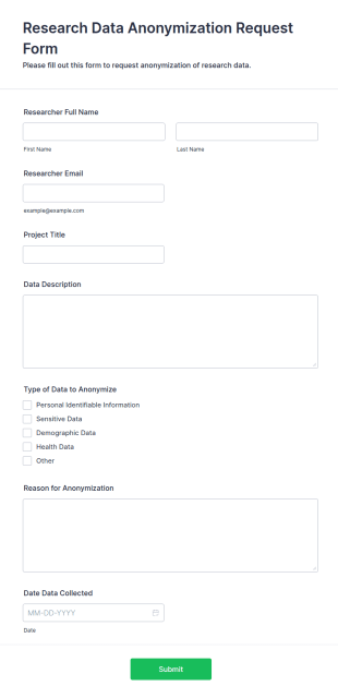 Research Data Anonymization Request Form Template