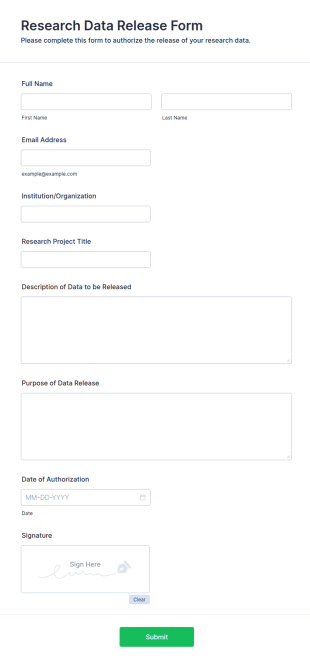 Research Data Release Form Template