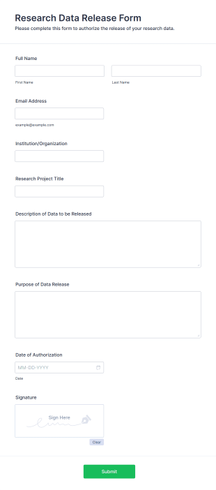 Research Data Release Form Template
