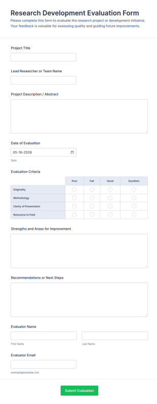 Research Development Evaluation Form Template