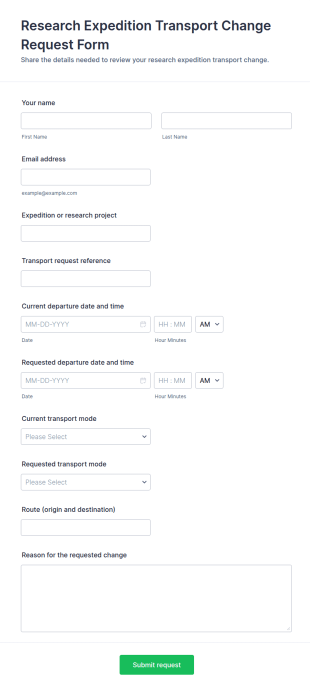 Research Expedition Transport Change Request Form Template
