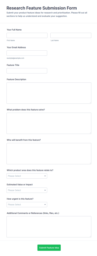 Research Feature Submission Form Template