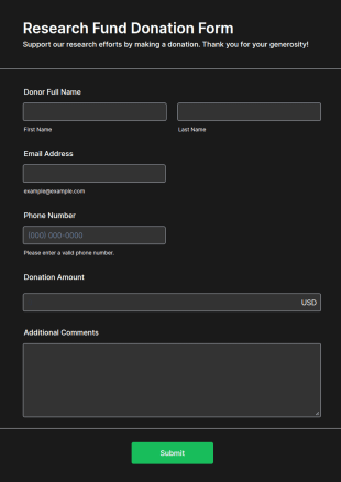 Research Fund Donation Form Template