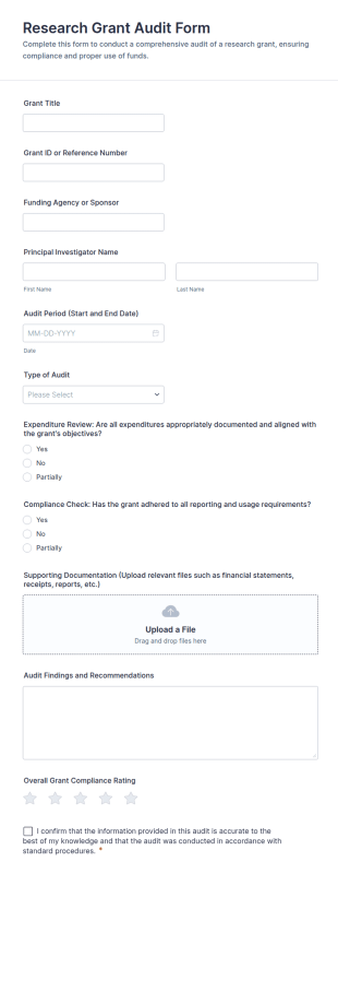Research Grant Audit Form Template