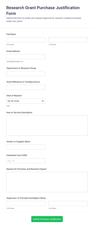 Research Grant Purchase Justification Form Template