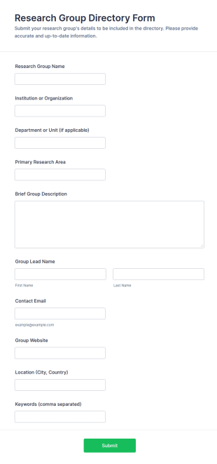 Research Group Directory Form Template