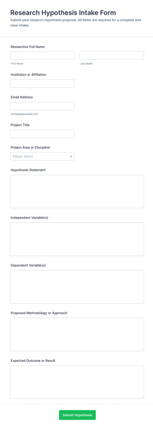 Research Hypothesis Intake Form Template