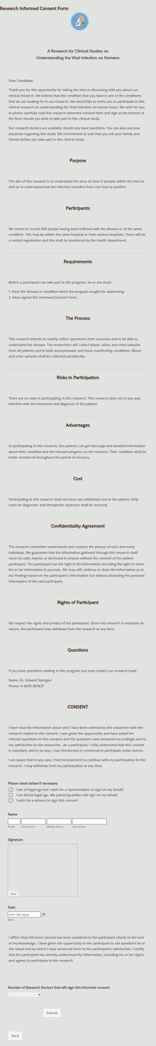 Research Informed Consent Form Template