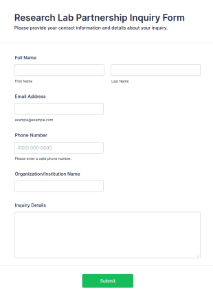 Research Lab Partnership Inquiry Form Template