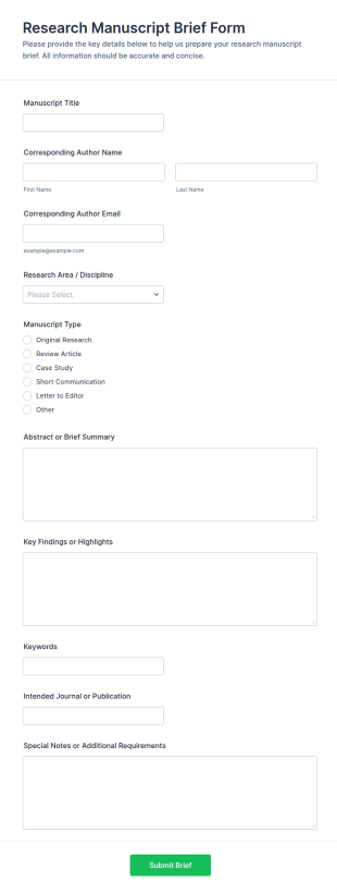 Research Manuscript Brief Form Template