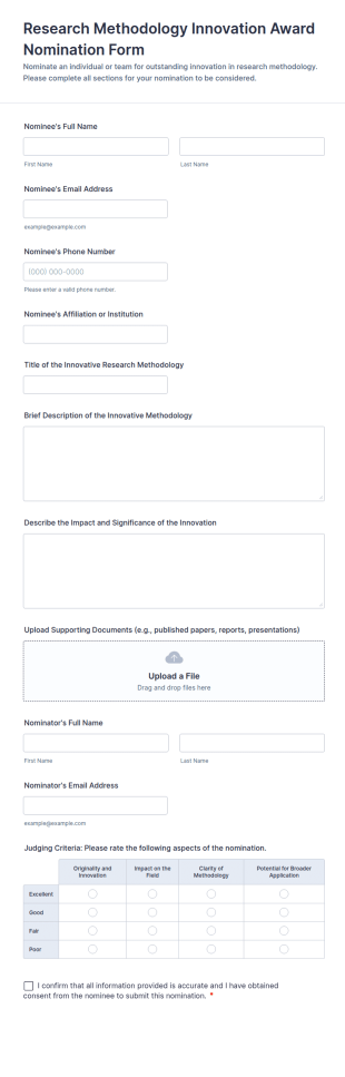 Research Methodology Innovation Award Nomination Form Template