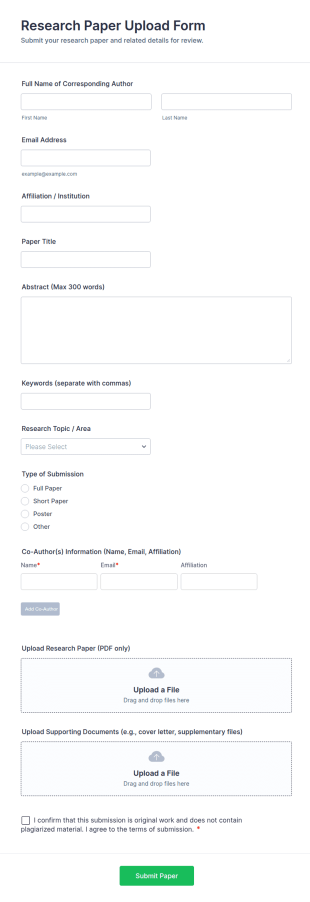 Research Paper Upload Form Template