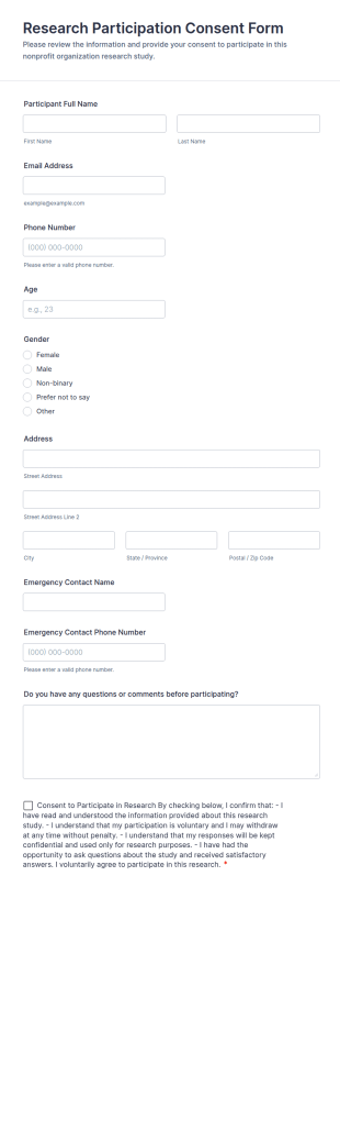 Research Participation Consent Form Template