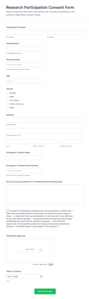 Research Participation Consent Form Template