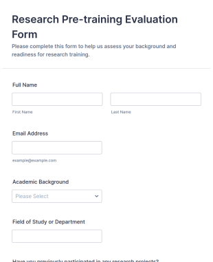 Research Pre Training Evaluation Form Template