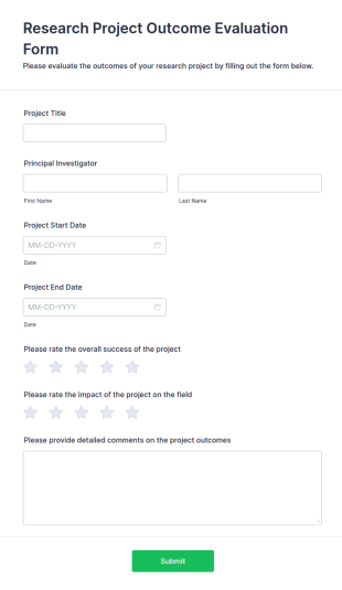 Research Project Outcome Evaluation Form Template