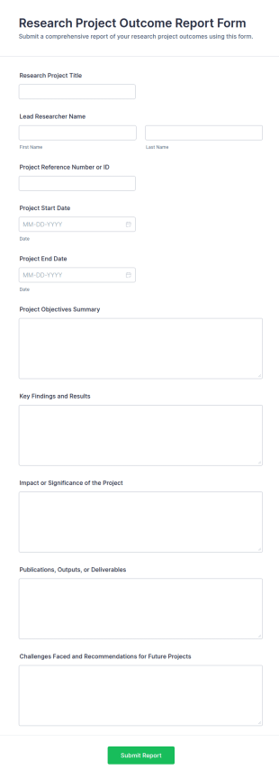 Research Project Outcome Report Form Template