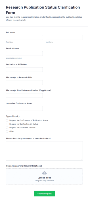 Research Publication Status Clarification Request Form Template
