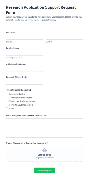 Research Publication Support Request Form Template