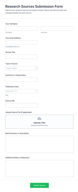 Research Sources Submission Form Template